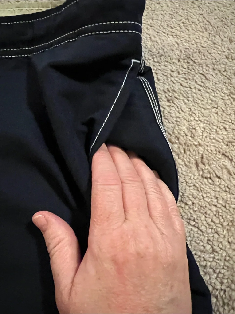 Tommy Hilfiger Mens Navy Blue Swim Trunks with White Drawstring